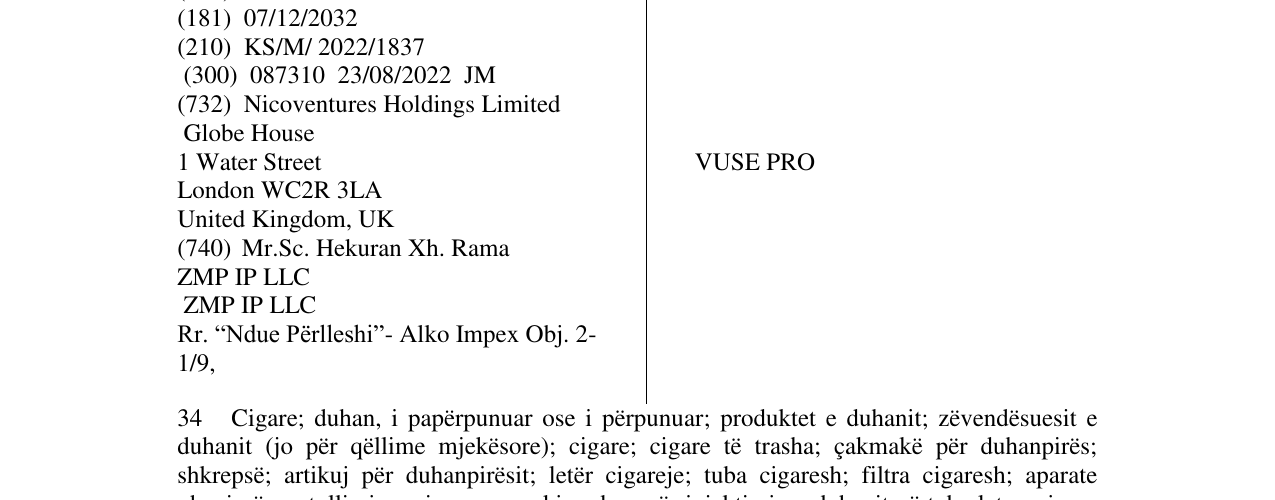 Zëri i markës VUSE PRO në buletin