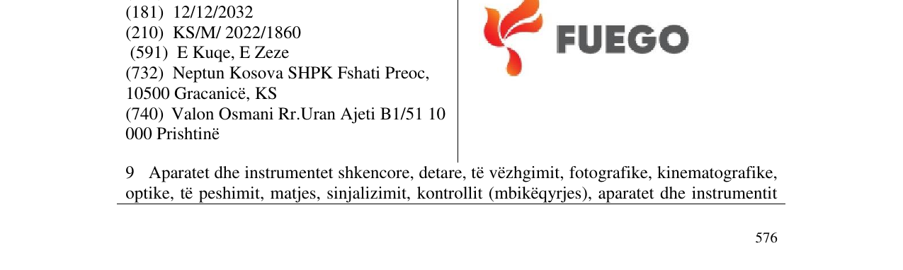 Zëri i markës FUEGO në buletin