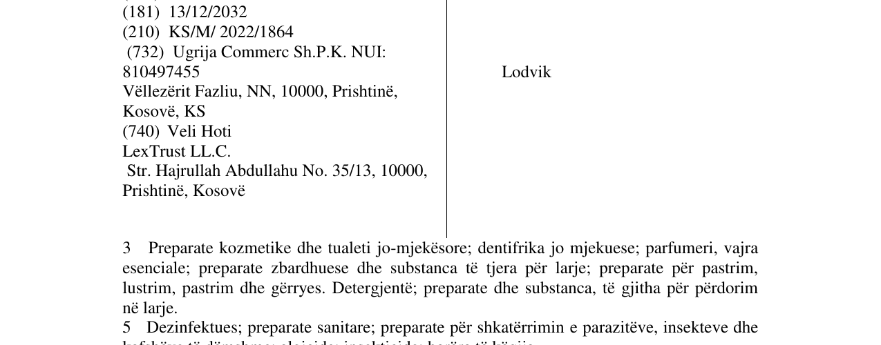 Zëri i markës Lodvik në buletin