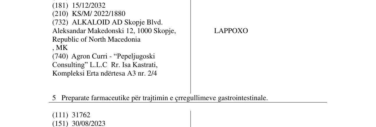 Zëri i markës LAPPOXO në buletin