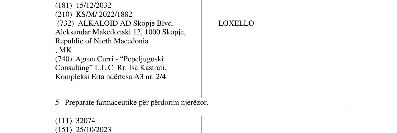 Zëri i markës LOXELLO në buletin