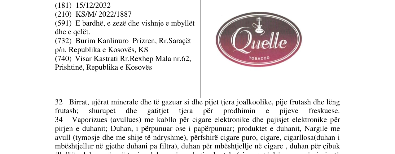 Zëri i markës Quelle në buletin
