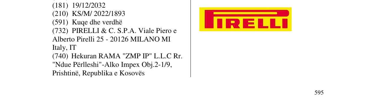 Zëri i markës PIRELLI në buletin