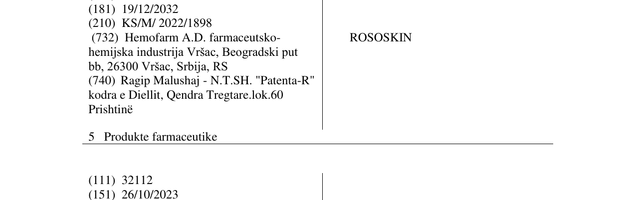 Zëri i markës ROSOSKIN në buletin