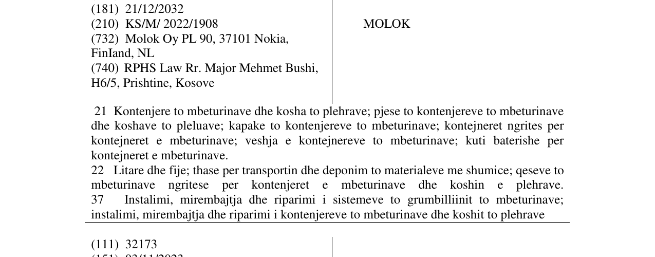 Zëri i markës MOLOK në buletin