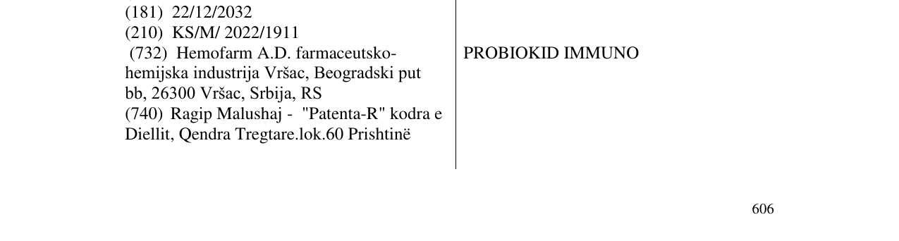 Zëri i markës PROBIOKID IMMUNO në buletin