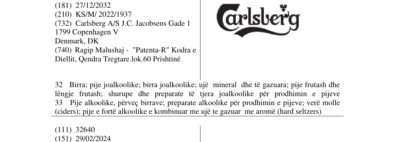 Zëri i markës carlsberg në buletin