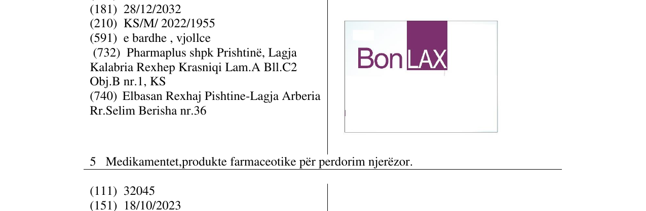 Zëri i markës BON LAX në buletin