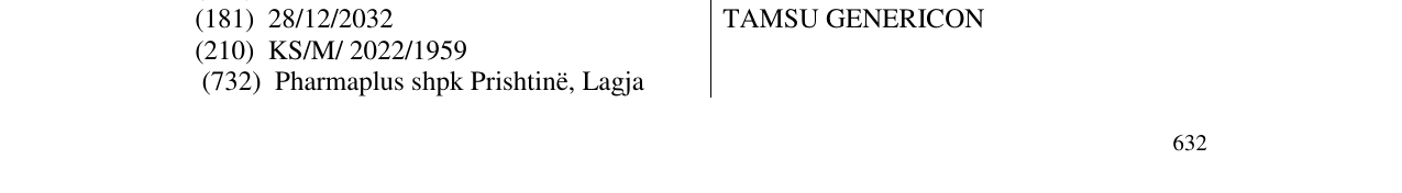 Zëri i markës TAMSU GENERICON në buletin