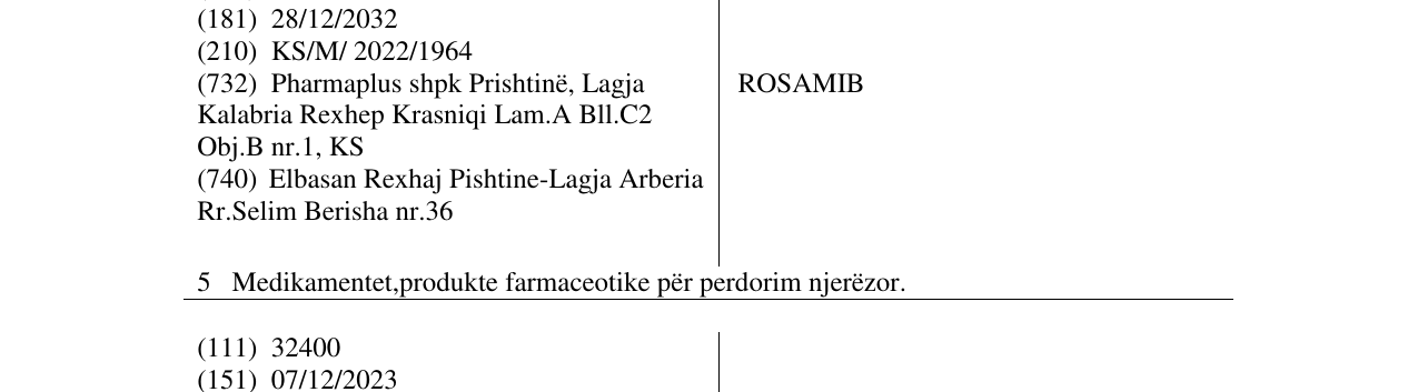 Zëri i markës ROSAMIB në buletin