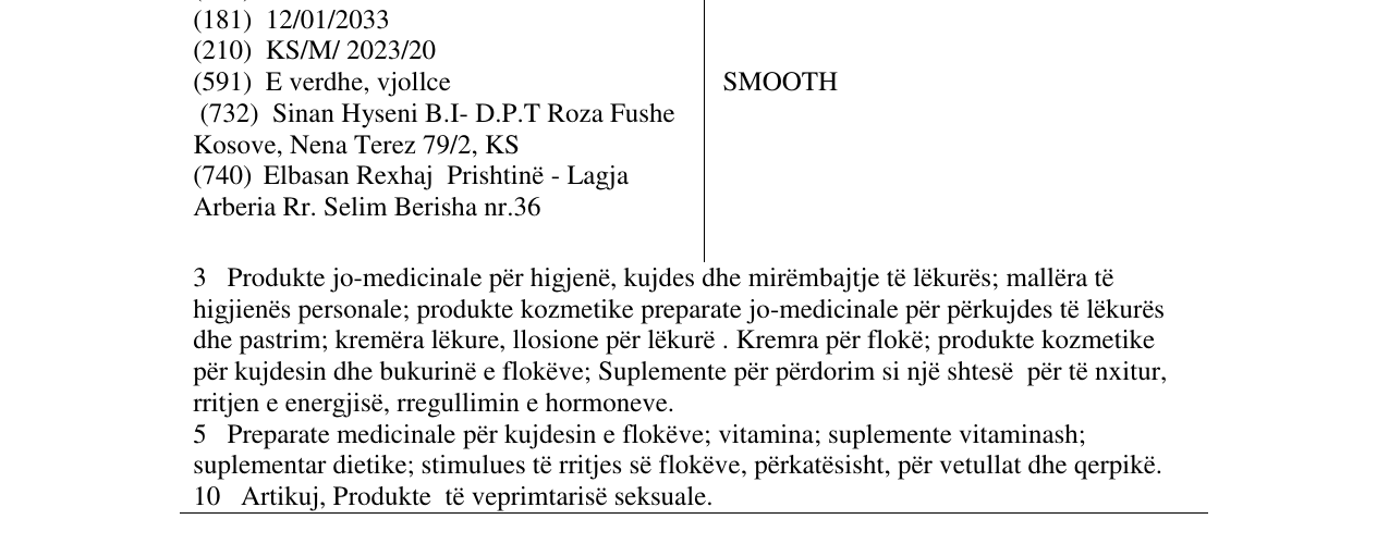 Zëri i markës SMOOTH në buletin