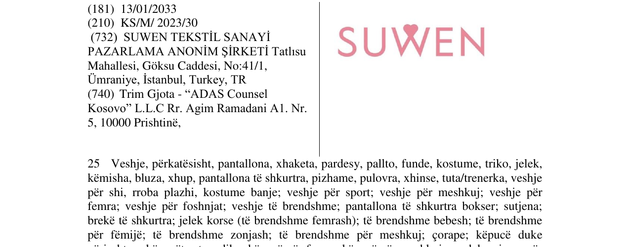 Zëri i markës SUWEN në buletin