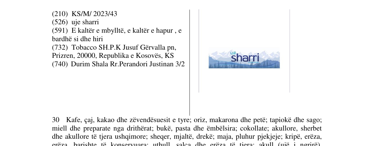 Zëri i markës uje sharri në buletin