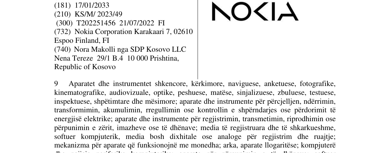 La voce del marchio NOKIA nel bollettino