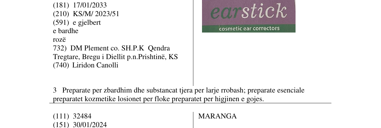 Zëri i markës earstick në buletin