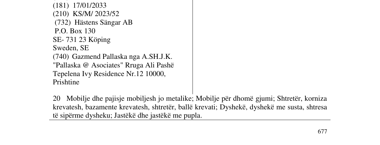 Zëri i markës MARANGA në buletin