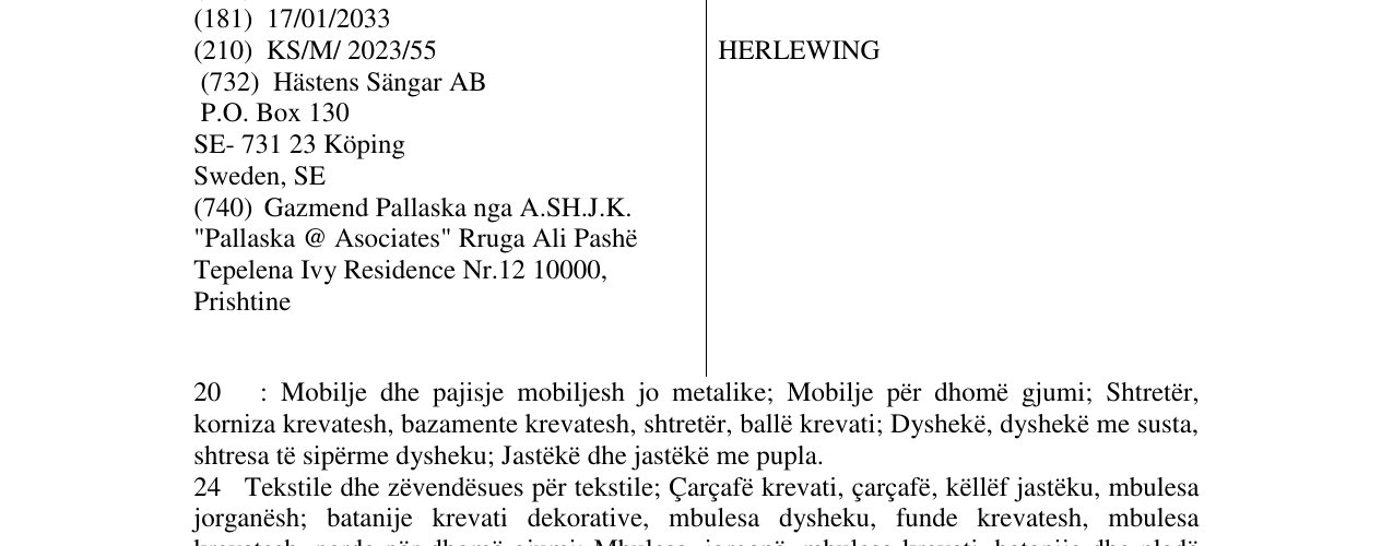 Zëri i markës HERLEWING në buletin