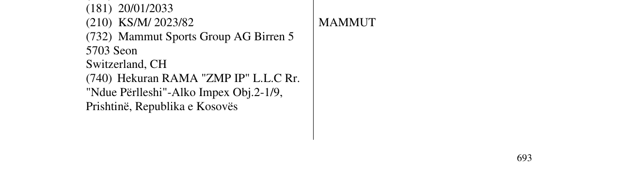 Zëri i markës MAMMUT në buletin