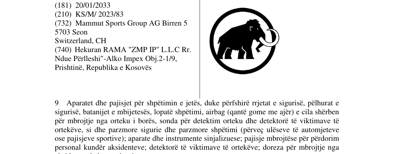 Zëri i markës MAMMUT në buletin