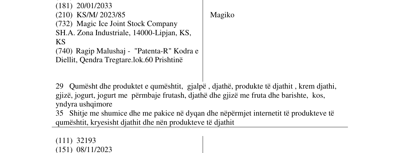 Zëri i markës Magiko në buletin