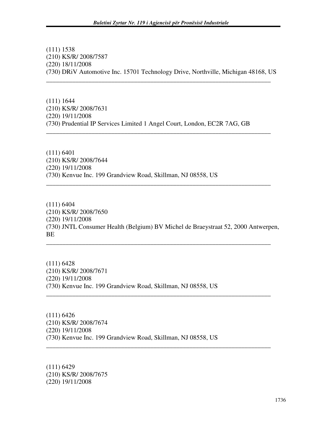 Seite 1736 des Bulletins