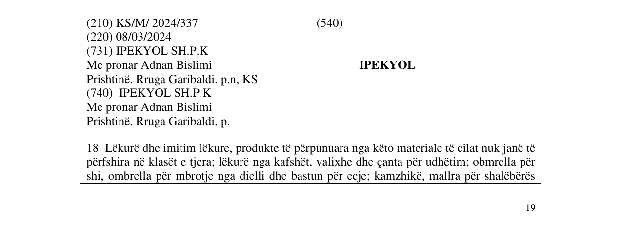 Zëri i markës IPEKYOL në buletin