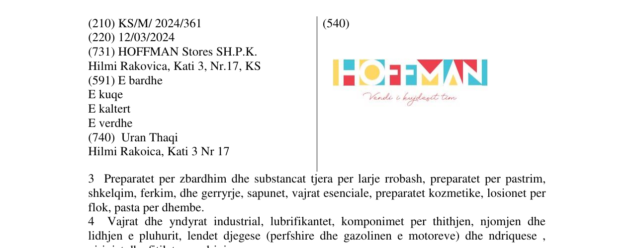 Zëri i markës HOFFMAN në buletin