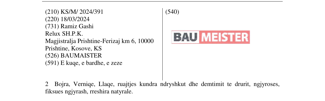 Zëri i markës BAUMAISTER në buletin