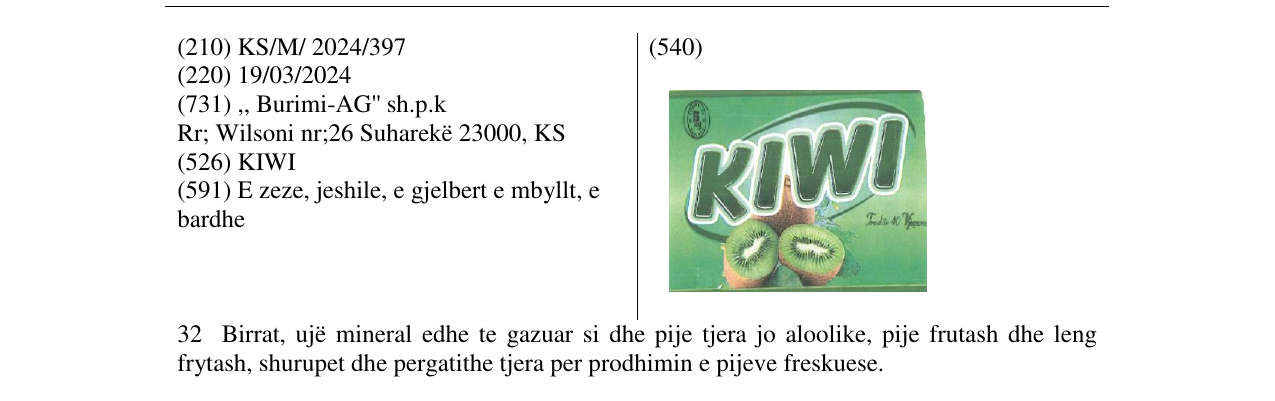 Zëri i markës KIWI në buletin