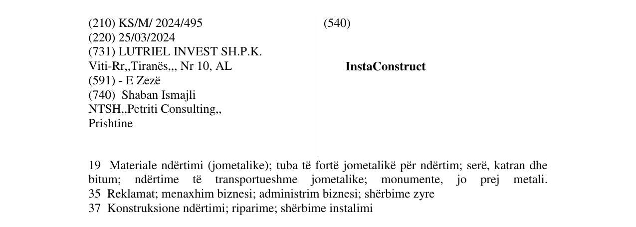Zëri i markës InstaConstruct në buletin