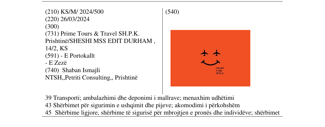 Zëri i markës TRUST THIS SMILE në buletin