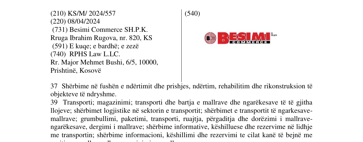 Zëri i markës BESIMI COMMERC në buletin
