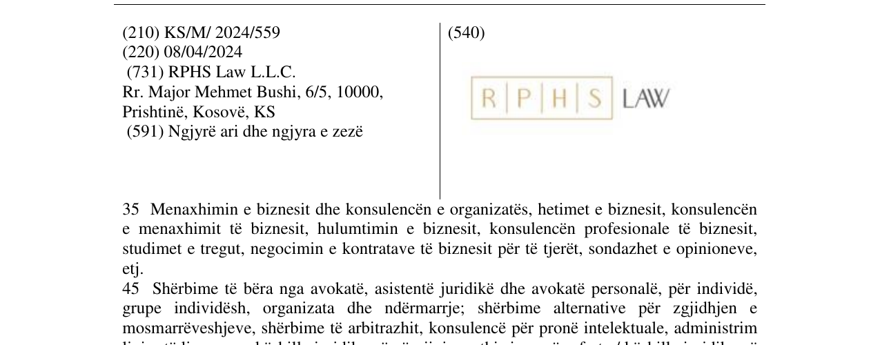 Zëri i markës RPHS LAW në buletin