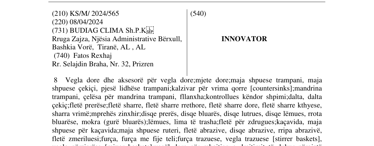 Zëri i markës INNOVATOR në buletin