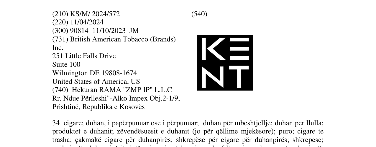 Zëri i markës KENT në buletin