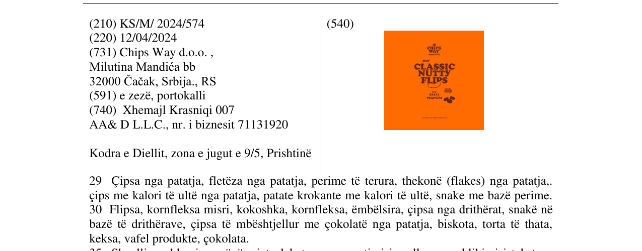 Zëri i markës CLASSIC NUTTY FLIPS në buletin