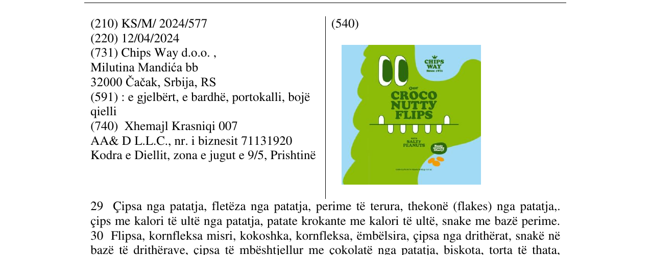 Zëri i markës CROCO NUTTY FLIPS në buletin