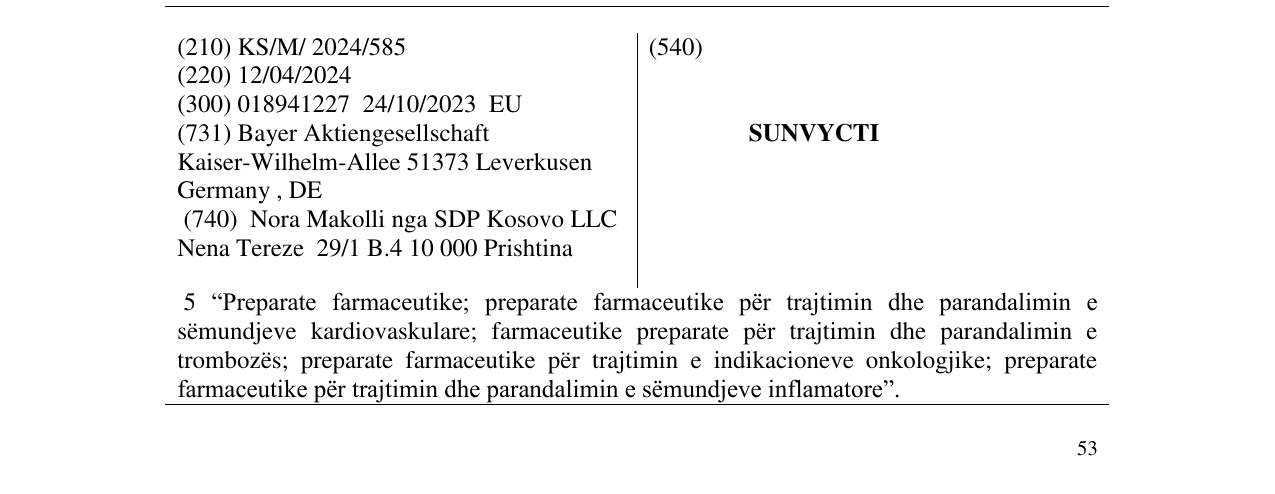 Zëri i markës SUNVYCTI në buletin