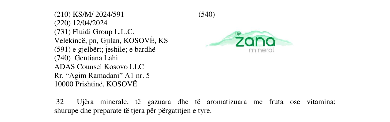 Zëri i markës uje zana mineral në buletin