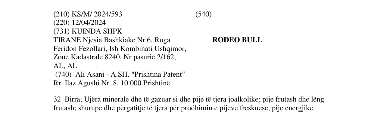 Zëri i markës RODEO BULL në buletin