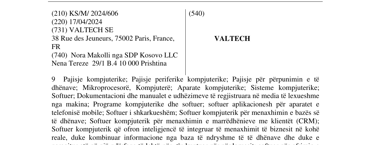 Zëri i markës VALTECH në buletin
