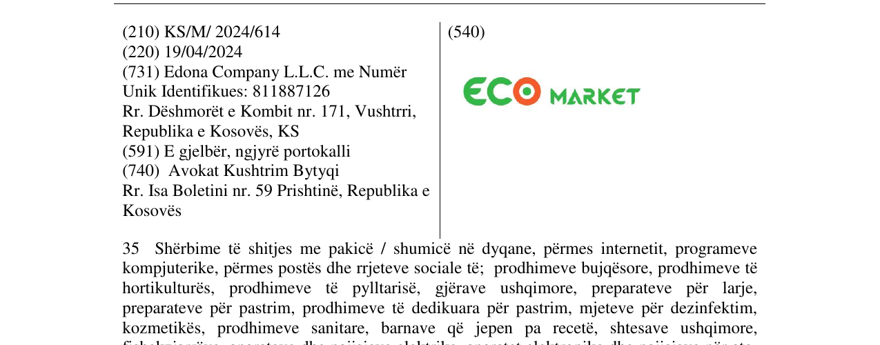 Zëri i markës ECO MARKET në buletin