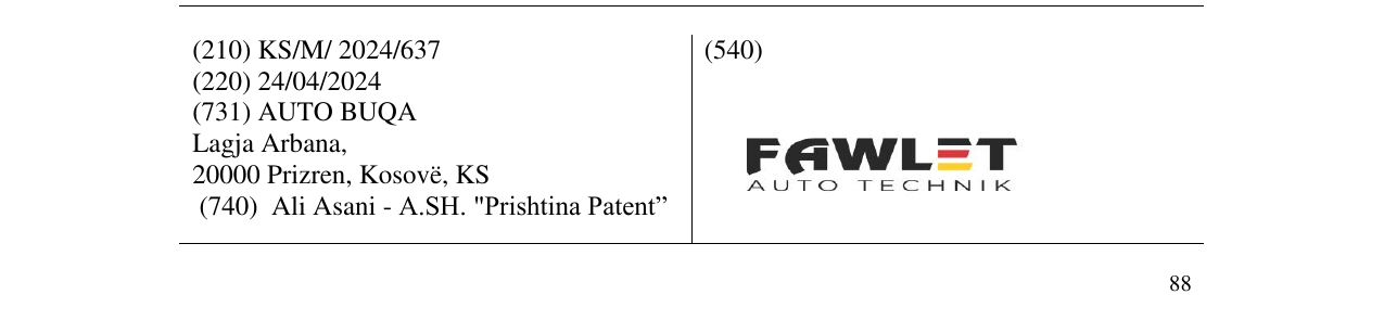 Zëri i markës FAWLET AUTO TECHNIK në buletin