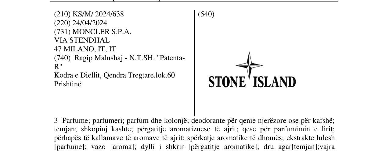 Zëri i markës STONE ISLAND në buletin