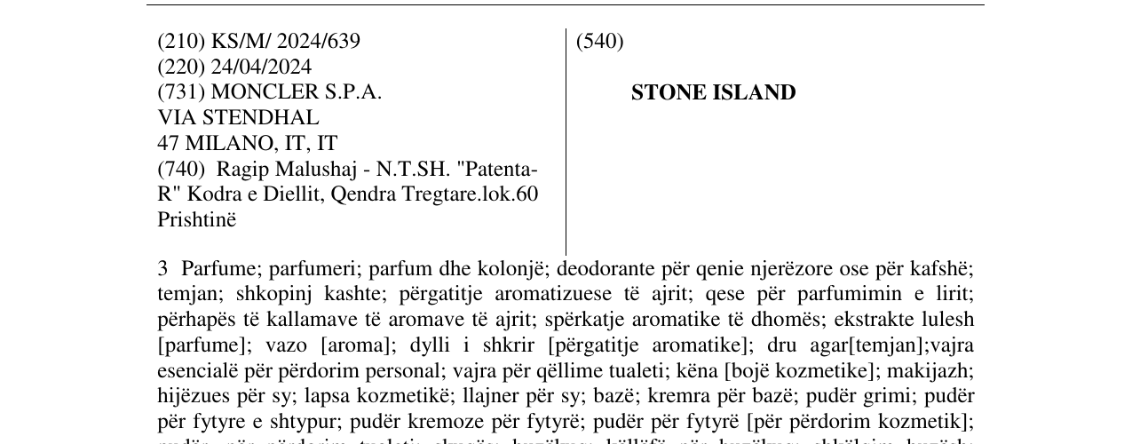 Zëri i markës STONE ISLAND në buletin