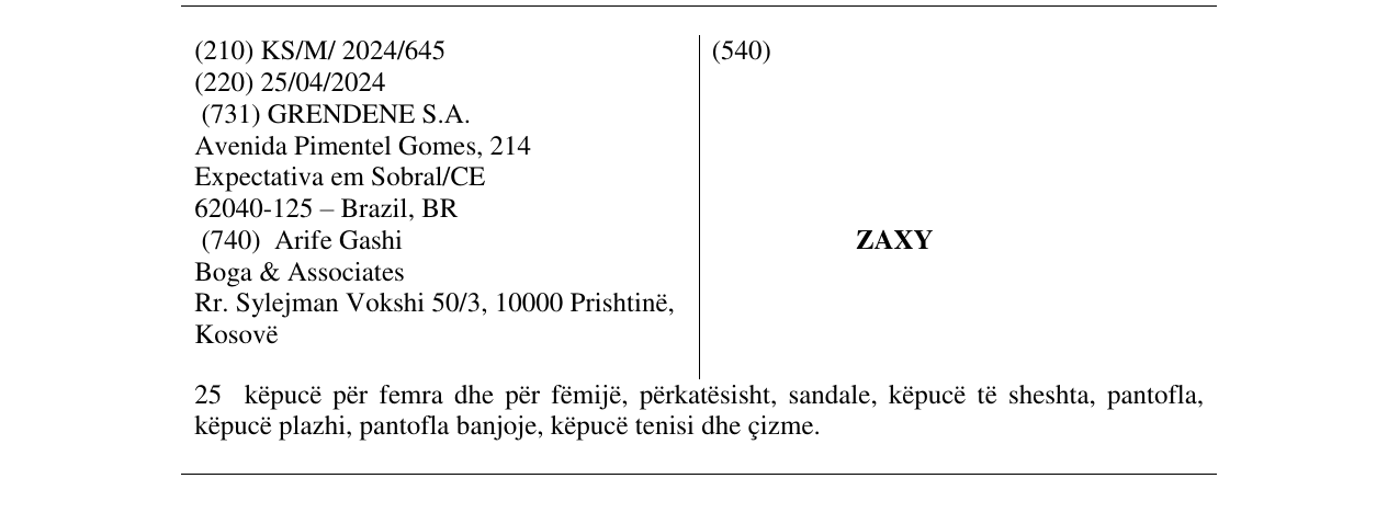 Zëri i markës ZAXY në buletin
