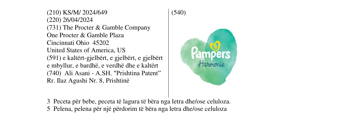 Zëri i markës Pampers Harmonie në buletin