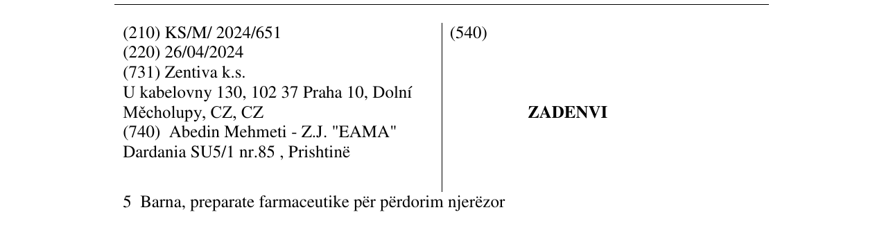 Zëri i markës ZADENVI në buletin