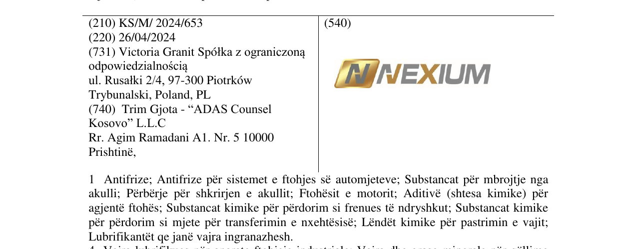Zëri i markës NEXIUM në buletin