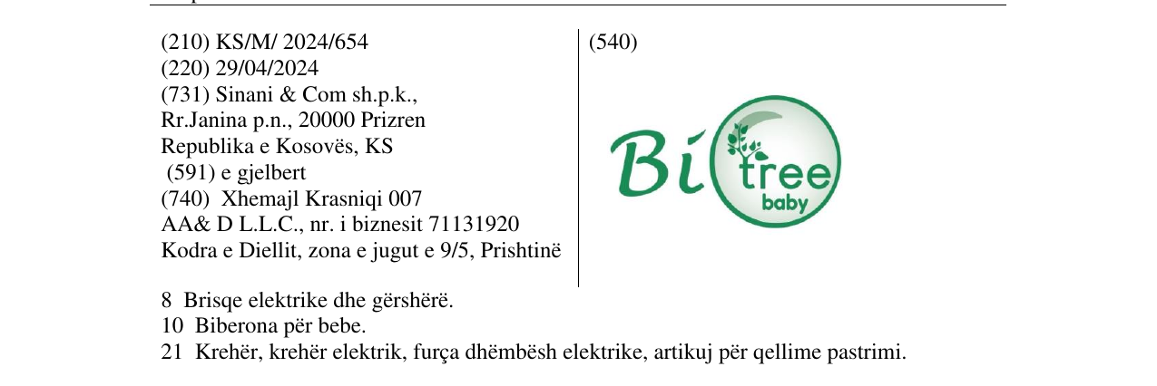 Zëri i markës Bitree baby në buletin